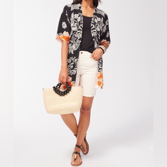 Chico’s Floral Midi Lightweight Open Cardigan - Picture 3 of 6